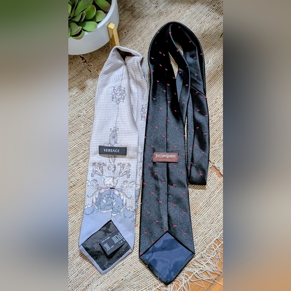 Lot of 2 Designer Ties | Versace and Yves Saint Laurent Silk Men's - Picture 5 of 5